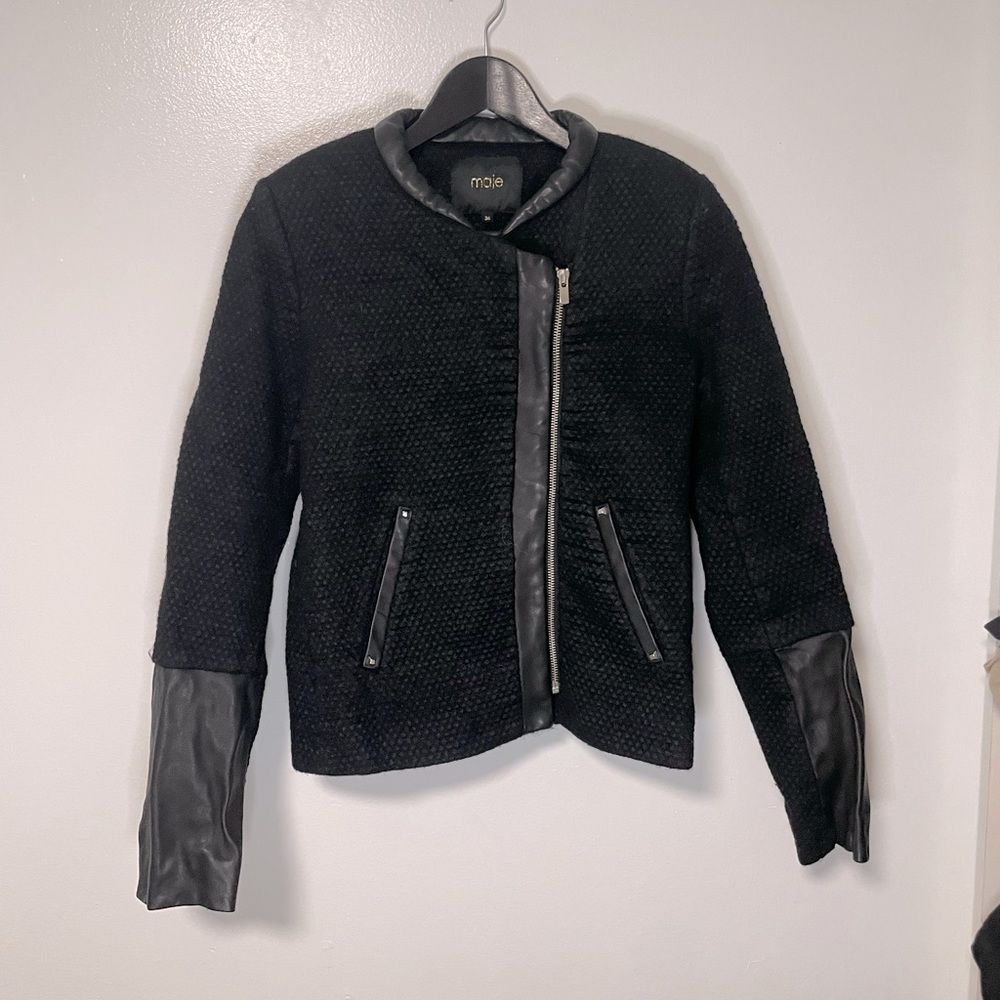 Brand new with tags attached leather/ wool stylish jacket